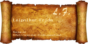 Leipniker Frida névjegykártya